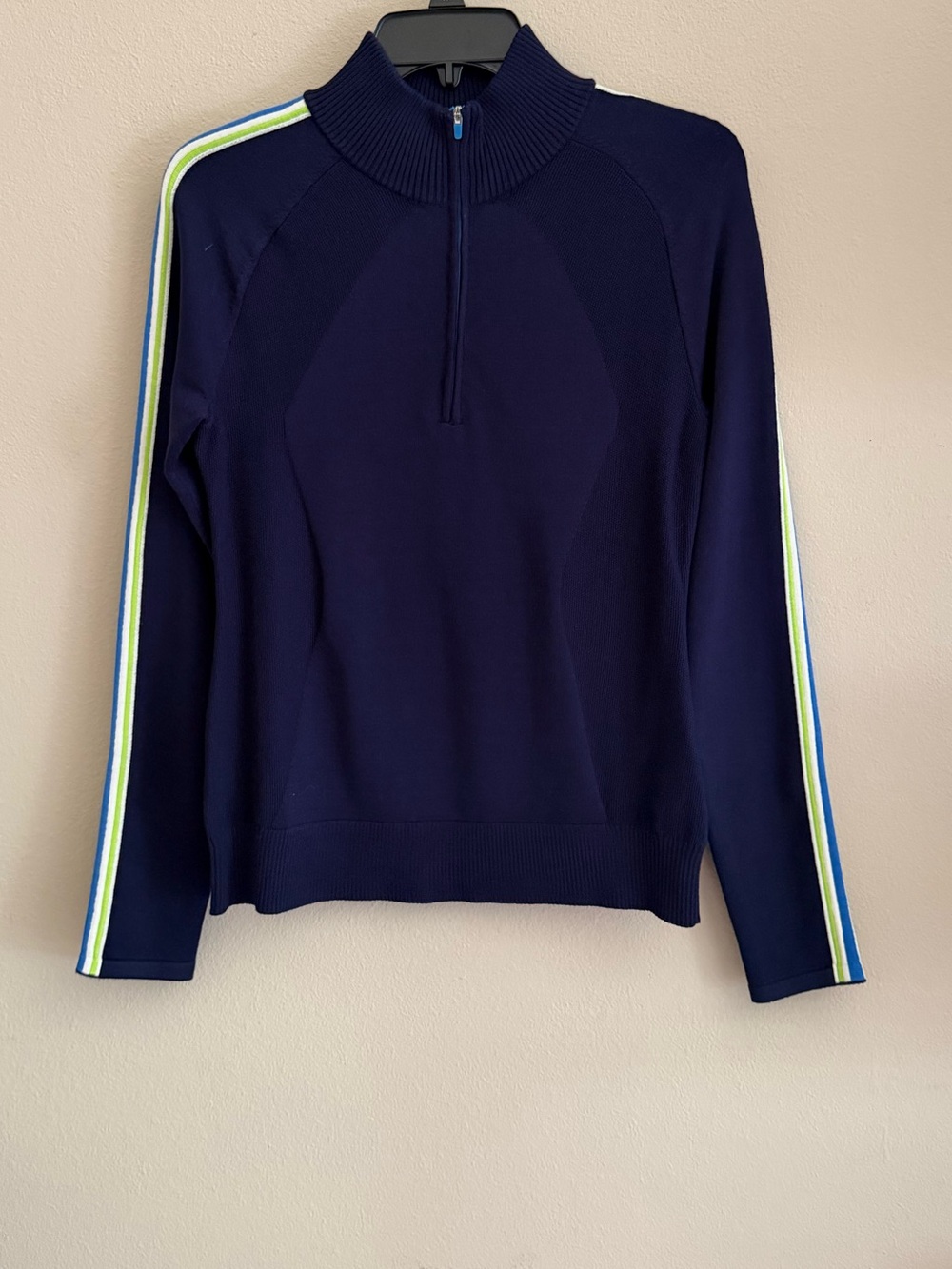 New! Krimson Klover Womens 1/4 Zip Mock Neck Knit Downhill Pullover Sweater Navy
